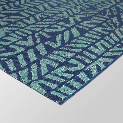5'x7' Wild Stripe Outdoor Rug Blue - Opalhouseā¢
