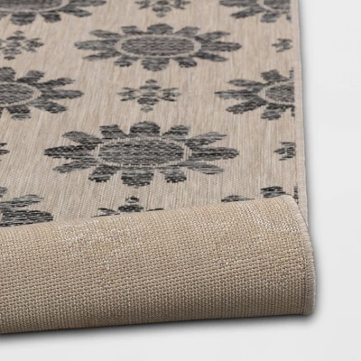 Dark Daisy Outdoor Rug Black - Opalhouse⢠- Image 3