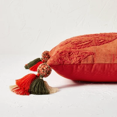 14"x20" Oblong Embroidered Leaf Pattern Accent Pillow Rust - Opalhouse™ Designed With Jungalow™ - Image 2