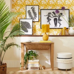 (Set Of 2) 16" X 20" Leaf Duo Framed Canvases Black - Opalhouse⢠Designed With Jungalowā¢