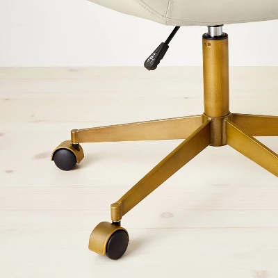 Mahonia Faux Leather Office Chair Cream/Aged Brass - Opalhouse™ Designed With Jungalow™ - Image 5