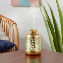 200ml Metal Flower Cutout Color-Changing Oil Diffuser Gold - Opalhouseā¢