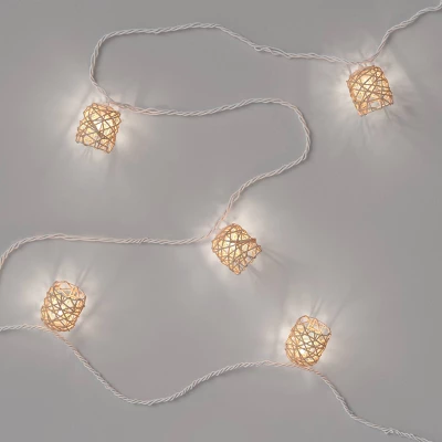 10ct Incandescent Mini Lights With Wrapped Rattan Hoods Brown - Opalhouse⢠- Image 2