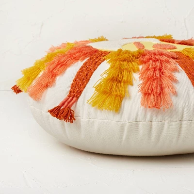 Fringed And Embroidered Sun Round Throw Pillow Gold - Opalhouse™ Designed With Jungalow™ - Image 2
