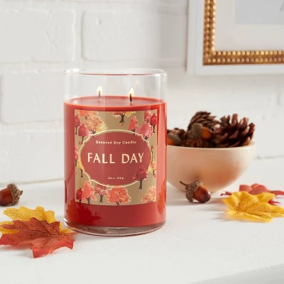 21.5oz Lidded Glass Jar 2-Wick Fall Day Candle - Opalhouseā¢