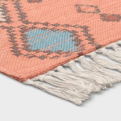 7'x10' Bright Moroccan Rectangular Tapestry Woven Outdoor Area Rug Coral Orange - Opalhouse⢠- Image 2
